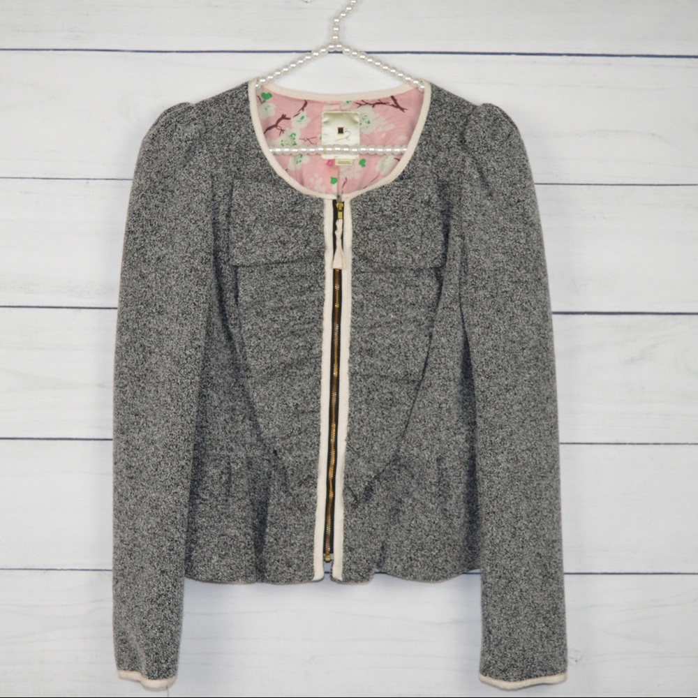 Elevenses Gray Blazer with Pink Lining